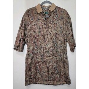 Michael Thomas Men's XL Polo Egyptian Nile Cotton Shirt VTG Made In USA Paisley